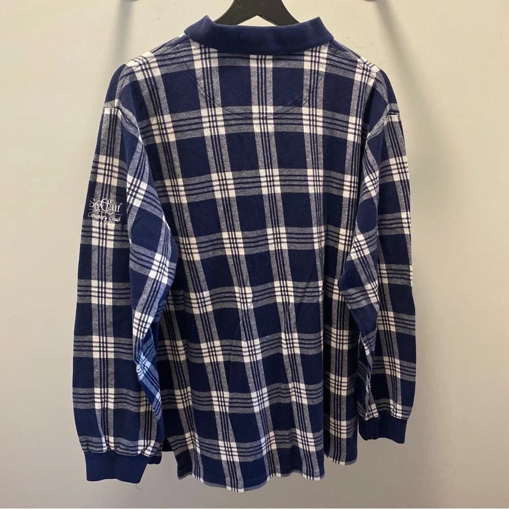 Vintage Polo Golf Ralph Lauren Shirt Mens Large Blue Plaid Long Sleeve